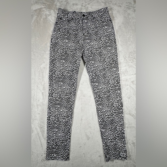 NWT The Kooples Leopard Cheetah Print Button Fly Black White Denim Jeans Size 28 - Picture 3 of 16